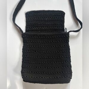 VINTAGE SONOMA BLACK CROCHET KNIT SMALL CROSSBODY PURSE​